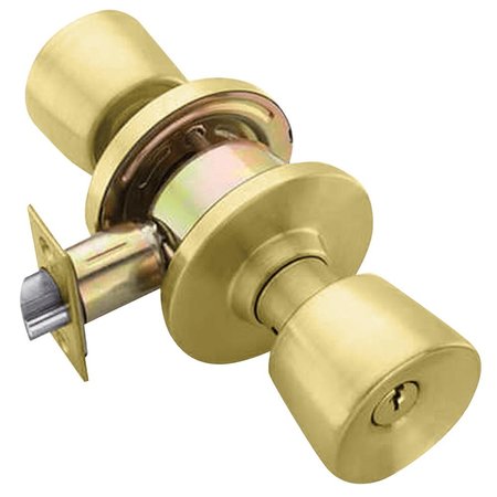 FALCON Grade 2 Entry/Office Cylindrical Lock, Key in Lever Cylinder, Elite Knob, Standard Rose, Satin Brass W511PD ELI 606